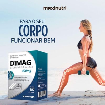 Kit 4 Dimag Dimalato De Magnésio 400mg Maxinutri 60 Cápsulas