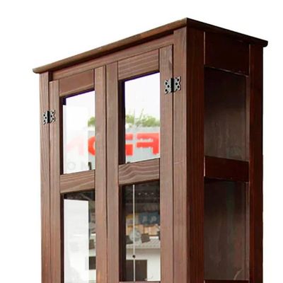 Cristaleira Madeira Maciça Retrô 2 Portas Vidro Lateral Imbuia D113vl Shop Jm