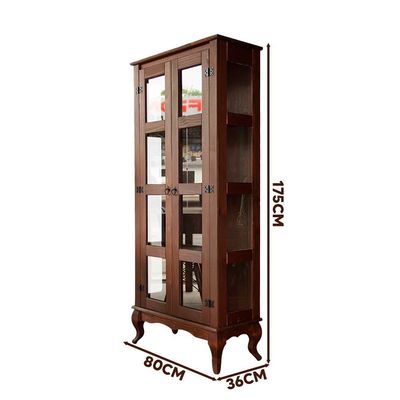 Cristaleira Madeira Maciça Retrô 2 Portas Vidro Lateral Imbuia D113vl Shop Jm
