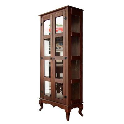 Cristaleira Madeira Maciça Retrô 2 Portas Vidro Lateral Imbuia D113vl Shop Jm