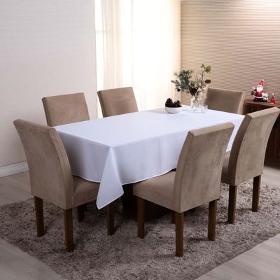 Toalha de Mesa Basic Lisa Oxford Decoração 2,00m x 1,40m para 6 Lugares - Branco