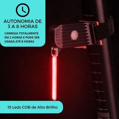 Lanterna Pisca Traseira Bike com 15 Leds Cob modo Sequencial