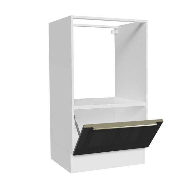 Balcão para Forno e Micro-Ondas Madesa Lux 60 cm 1 Porta (Sem Tampo) Branco/Preto Cor:Branco/Preto