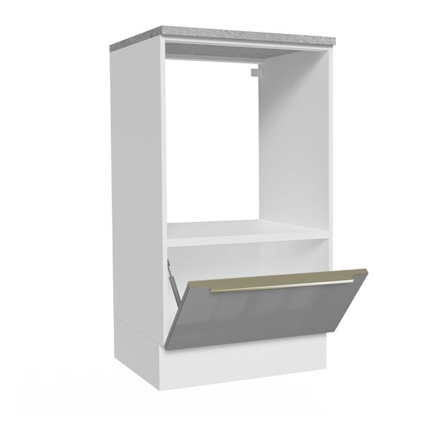 Balcão para Forno e Micro-Ondas Madesa Lux 60 cm 1 Porta (Com Tampo) Branco/Cinza Cor:Branco Cinza