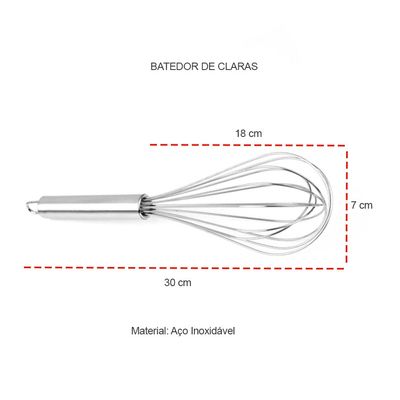 Batedor de Claras Fouet Manual Inox 30cm