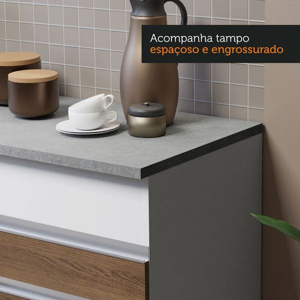 Cozinha Compacta Madesa Glamy 150001 com Armário e Balcão (Com Tampo) Branco/Rustic Cor:Branco/Rustic