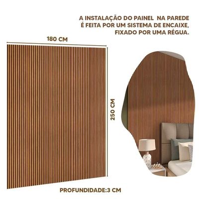 Cabeceira Ripada Para Cama Queen 180 Cm X 250 Cm Mdf E Mdp Nature Jm Móveis