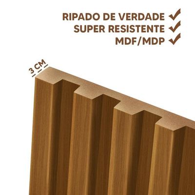 Cabeceira Ripada Para Cama Queen 180 Cm X 250 Cm Mdf E Mdp Nature Jm Móveis