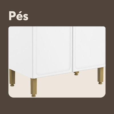 Balcão De Aço Tampo 3 Portas 2 Gavetas Bella Bertolini Branco