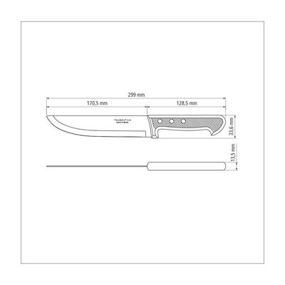 Faca Para Cozinha Tramontina Plenus Com Lâmina Em Aço Inox E Cabo De Polipropileno Preto 7"