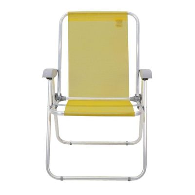 Cadeira De Praia Tramontina Creta Master Em Alumínio Com Assento Amarelo