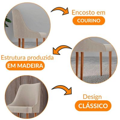Conjunto Com 2 Cadeiras Esmeralda Em Madeira Maciça Moderna Linho Off/milano