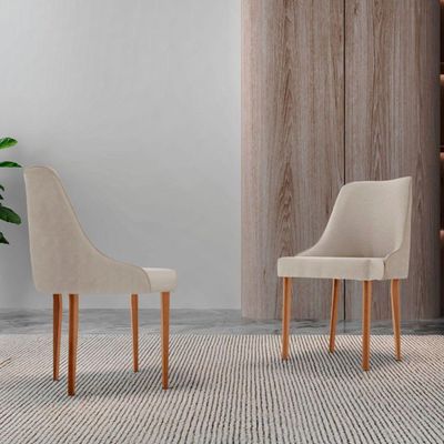 Conjunto Com 2 Cadeiras Esmeralda Em Madeira Maciça Moderna Linho Off/milano