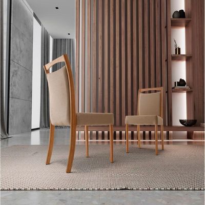 Conjunto Com 2 Cadeiras Munique Moderna Mobília Linho Palha-cinam.imbuia