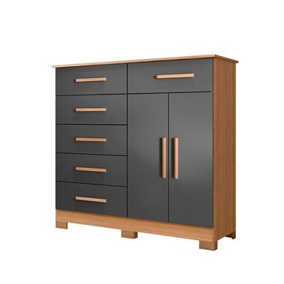 Cômoda 2 Portas 6 Gavetas Nature Titanium Xiang Shop Jm