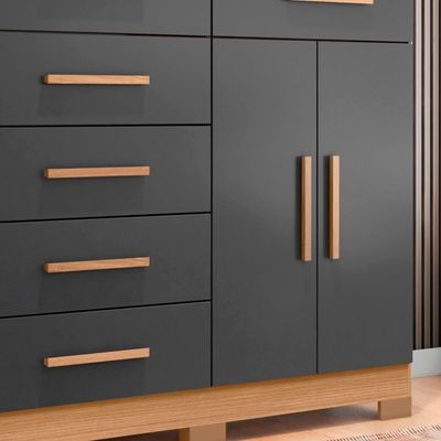 Cômoda 2 Portas 6 Gavetas Nature Titanium Xiang Shop Jm
