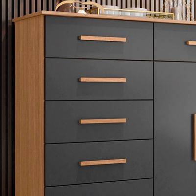 Cômoda 2 Portas 6 Gavetas Nature Titanium Xiang Shop Jm