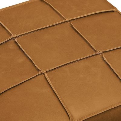 Kit 2 Puffs Decorativos Augusto 70cm Sala De Estar Couro Caramelo Manchado G88 - Gran Belo