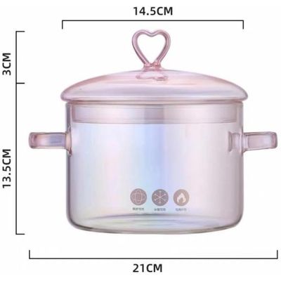 Panela Caçarola de Vidro Coração 1,5 Litros