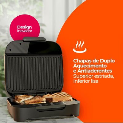 Sanduicheira Grill Cadence Click SAN400 com Botão Liga/Desliga Preto / 110V