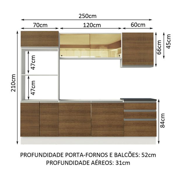 Armário de Cozinha Completa Madesa 100% MDF Acordes com Balcão (Sem Tampo e Pia) Branco/Rustic Cor:Branco Rustic