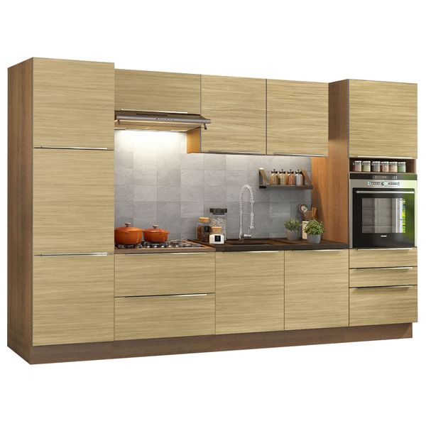 Cozinha Completa Madesa Lux com Armário e Balcão 9 Portas 5 Gavetas Rustic/Carvalho Cor:Rustic/Carvalho
