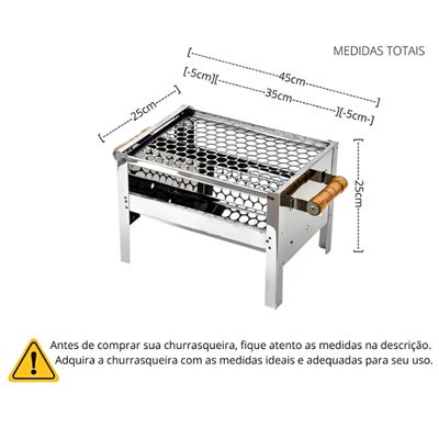 Churrasqueira Inox Portátil Pequena com Grelha