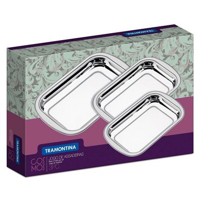 Jogo de Assadeiras Cosmos Aço Inox 3 Peças - Tramontina 64310/400