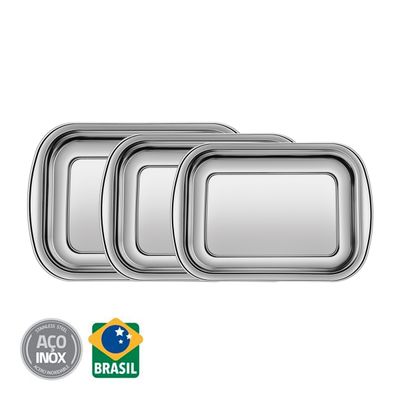 Jogo de Assadeiras Cosmos Aço Inox 3 Peças - Tramontina 64310/400