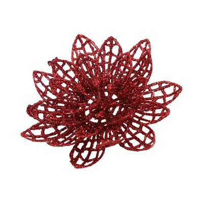 Kit Flor Natal Le com Clipe 8cm  com 4 Unidades Vermelho