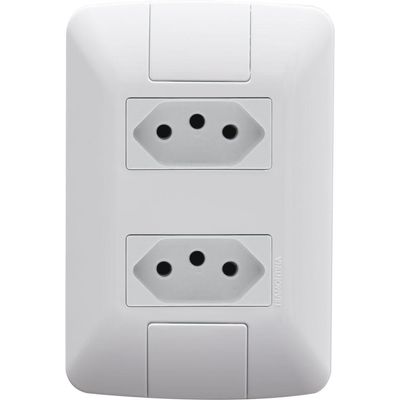Kit 2 Conjunto 4x2 2 Tomadas 2p+t Tramontina Aria 10a 250v Branco