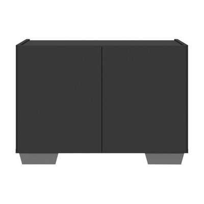 Mesa De Cabeceira Com Pés 2 Portas Mp4134 Preta cinza Preto cinza