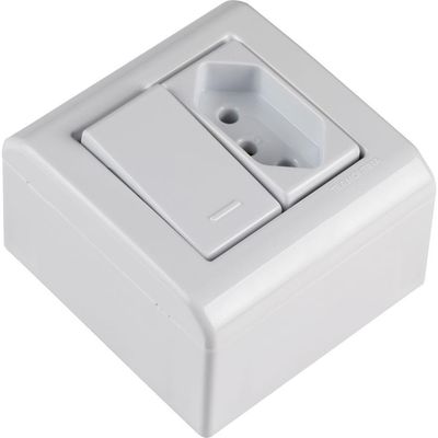Caixa De Sobrepor Com 1 Interruptor Simples 10 A 250 V E 1 Tomada 2p+t 10 A 250 V Tramontina Lizflex Branca