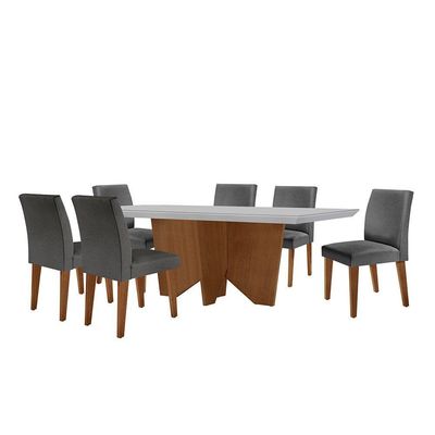 Sala Jantar Evora Canto Reto 6 Cad Grecia Rufato Lin.grafite