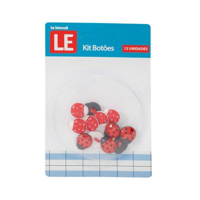 Kit Botão Infantil Le Joaninha 18mm com 12 Unidades Colorido
