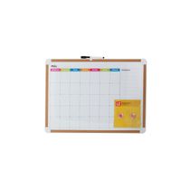 Quadro Magnético Branco Le Planejamento Mensal com Cortiça, 2 Ímãs e Marcador 43x58cm