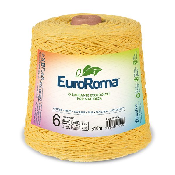Barbante EuroRoma Nº6 4/6 600G 610m Amarelo Ouro