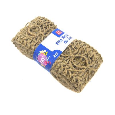 Fita de Juta Trabalhada 5mm com 2m Natural