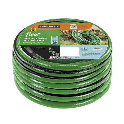 Mangueira Flex Para Jardim Tramontina Verde Com Faixa Preta Em Pvc 4 Camadas 25 M
