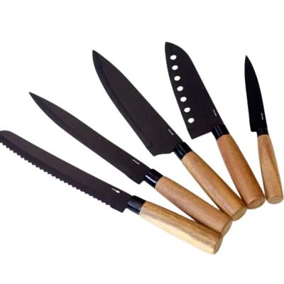 Faca Santoku Inox Cor Grafite Cabo Acácia 30cm