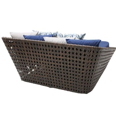 Chaise Concha Quadrada De Fibra Sintética Para Varanda Marrom Azul