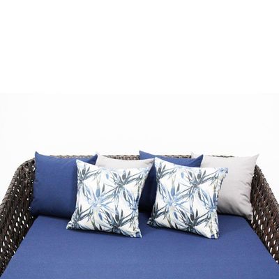 Chaise Concha Quadrada De Fibra Sintética Para Varanda Marrom Azul