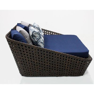Chaise Concha Quadrada De Fibra Sintética Para Varanda Marrom Azul