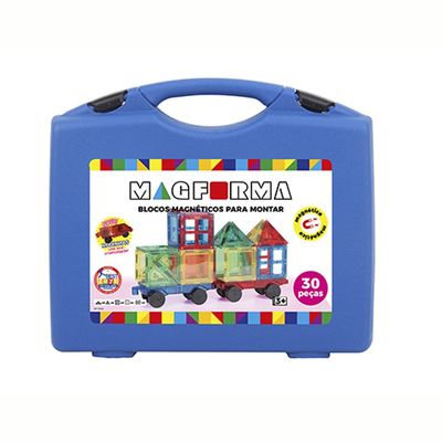Blocos Magnéticos - Magforma com Rodas - Maleta com 30 peças - Acrílico - MF17RD30 - Magforma