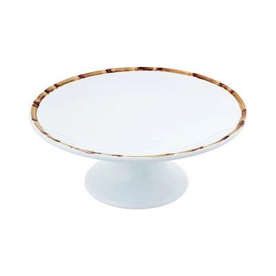 Porta Bolo Com Pé Borda Bambu Natural Scalla 28 Cm 1º L