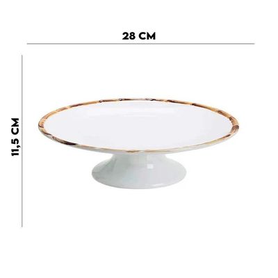 Porta Bolo Com Pé Borda Bambu Natural Scalla 28 Cm 1º L