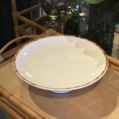 Porta Bolo Com Pé Borda Bambu Natural Scalla 28 Cm 1º L