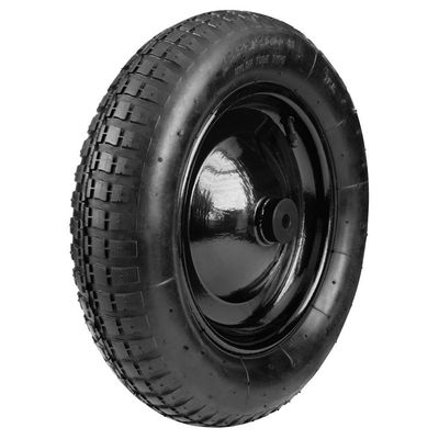 Pneu Com Câmara 3.25-8 Polegada E Roda Metálica Tramontina Para Carrinho De Mão Com Bucha Plástica