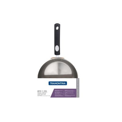 Frigideira Tramontina Solar Silicone Rasa Em Aço Inox Fundo Triplo Com Cabo De Silicone 20 Cm 1,3 L