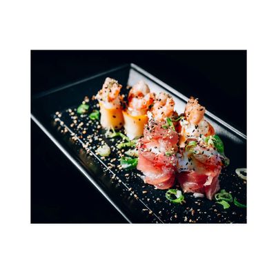 Bandeja Preta Retangular 27cm Cafeteria Sushi Bar Bistro 10un